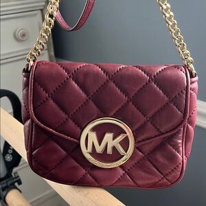 Michael Kors Burgundy Quilted Crossbody Bag